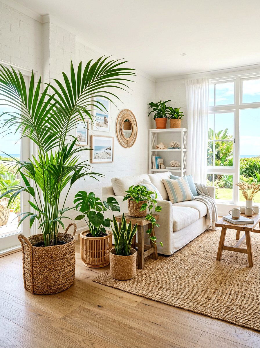 Woven basket plant pots - 30 indoor plant decor ideas