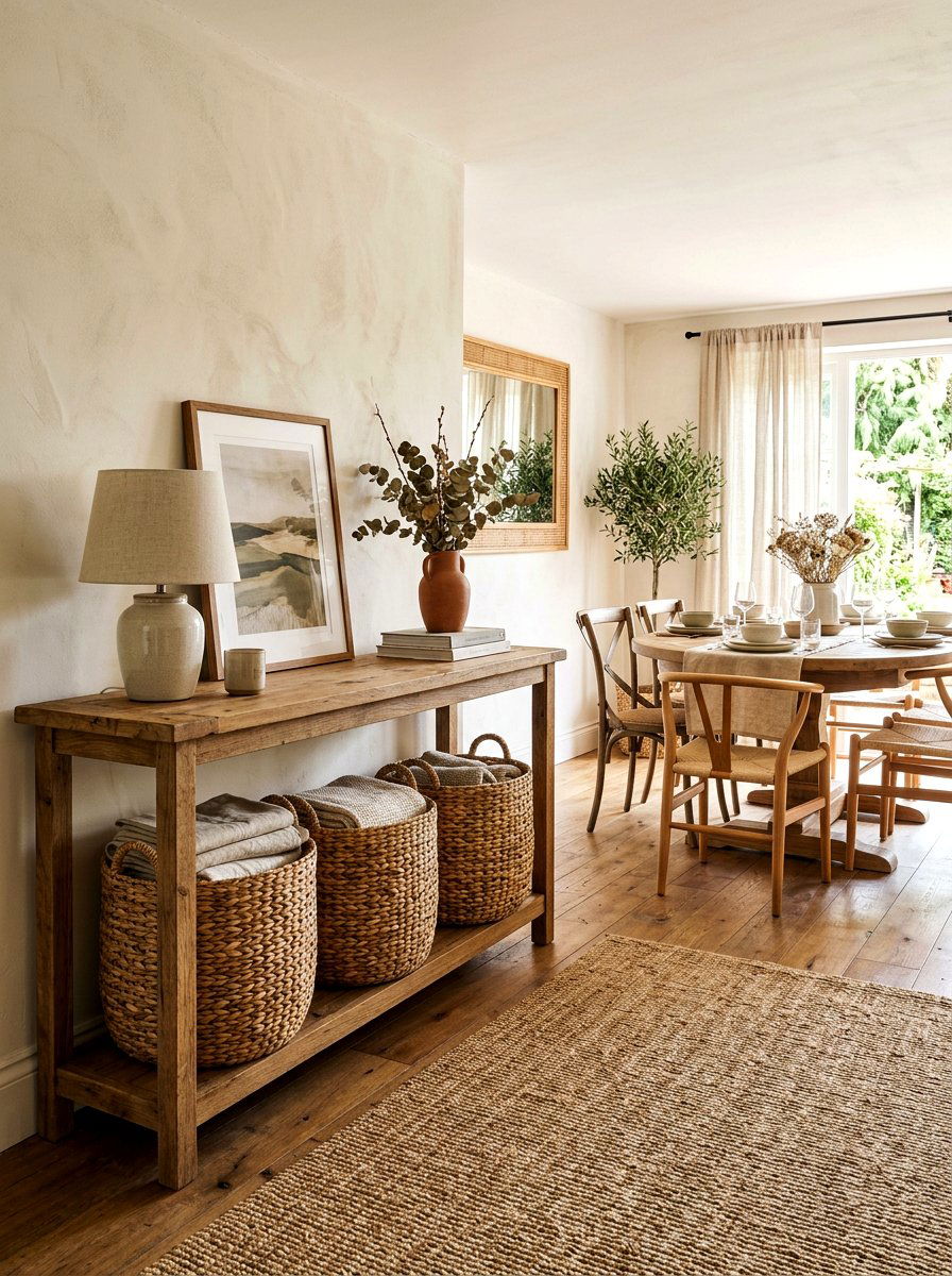 Woven basket storage - 30 dining room storage ideas