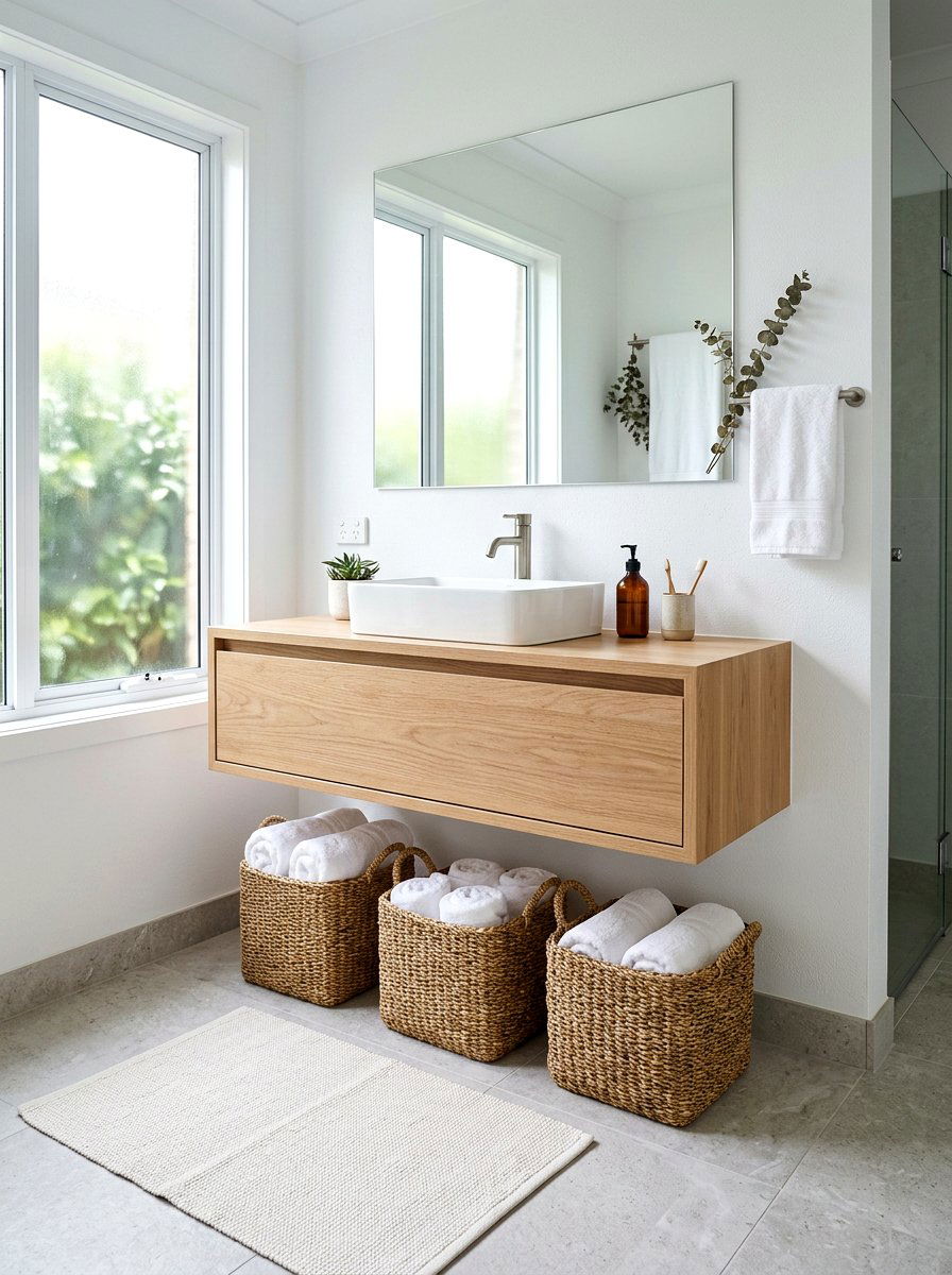 Woven baskets bathroom - 30 Scandinavian bathroom ideas