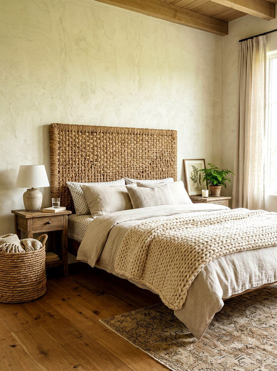 Woven cane headboard - 30 cane headboard ideas