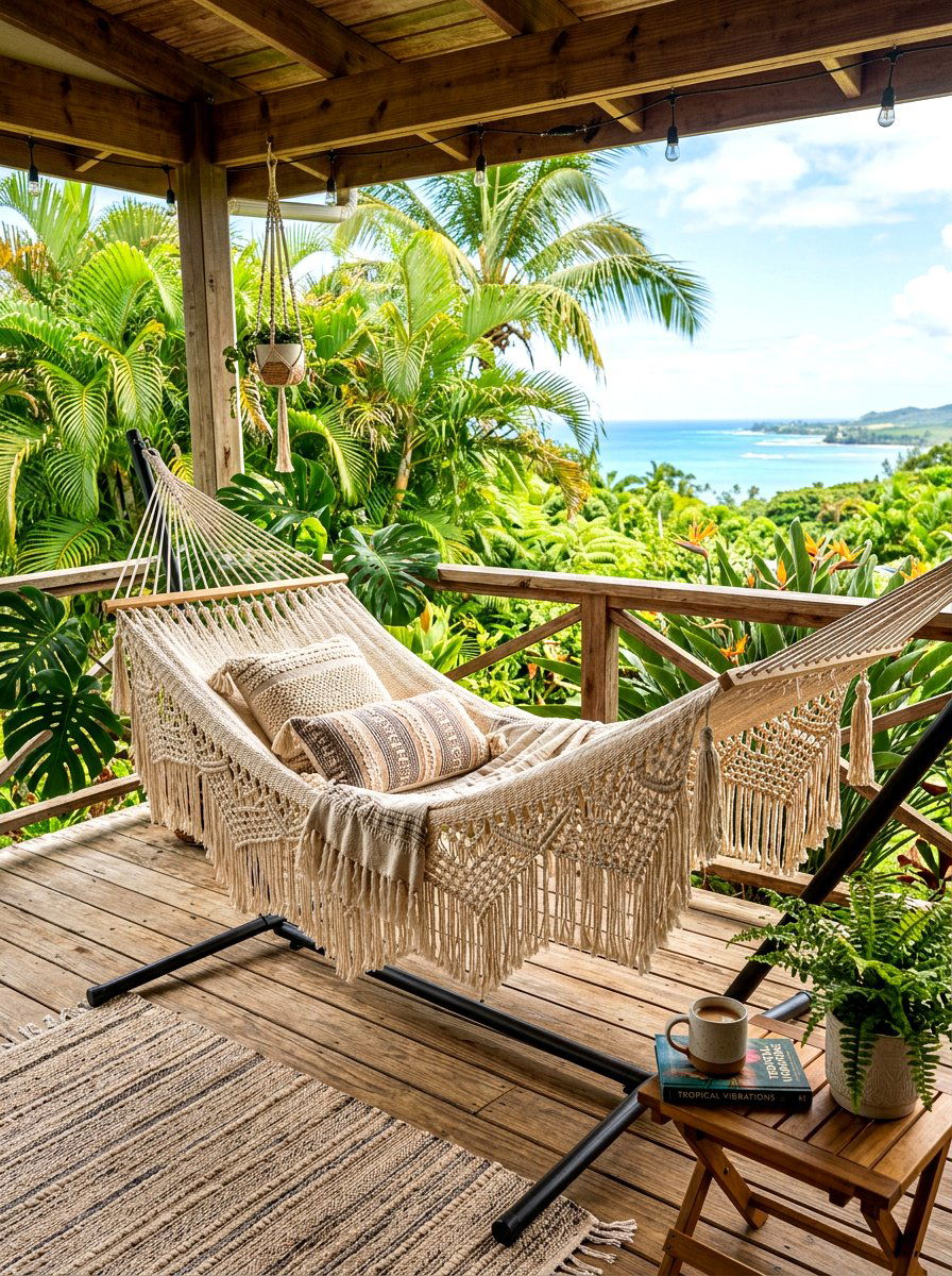 Woven hammock - 30 veranda furniture ideas
