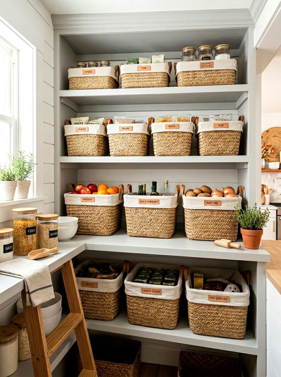 Woven pantry baskets - 30 reach in pantry ideas