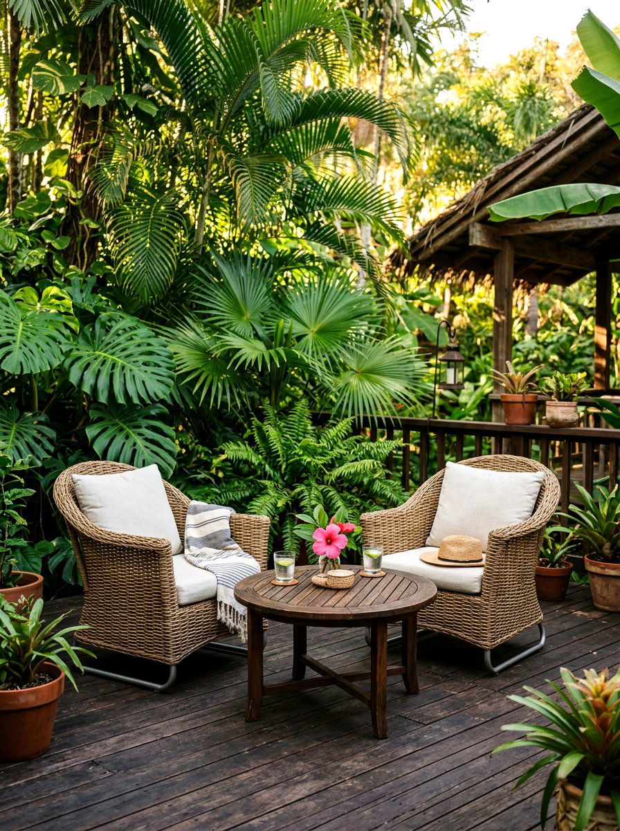 Woven rattan bistro seating - 30 bistro chair patio ideas