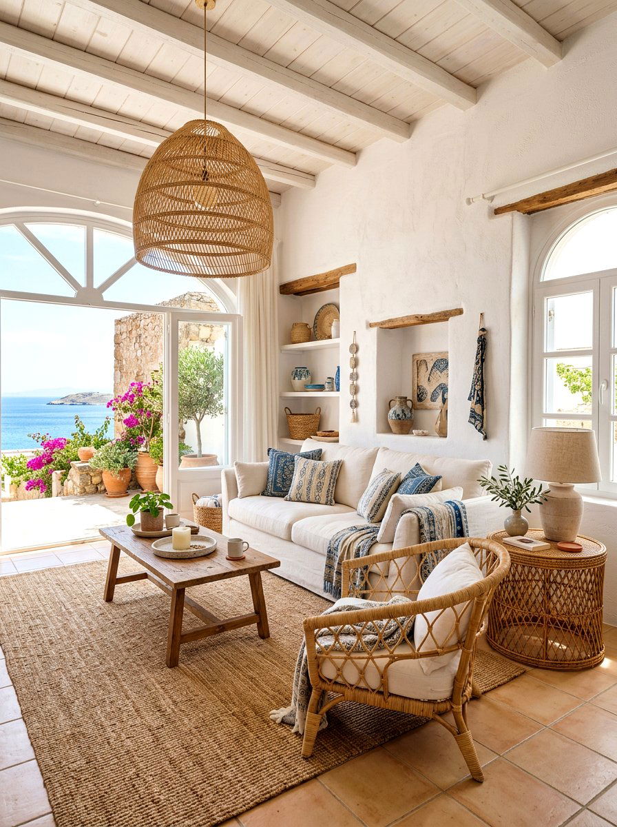 Woven rattan decor - 30 Mediterranean summer decor ideas