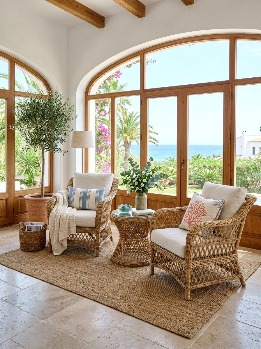 Woven rattan furniture lounge - 30 warm Mediterranean lounge ideas