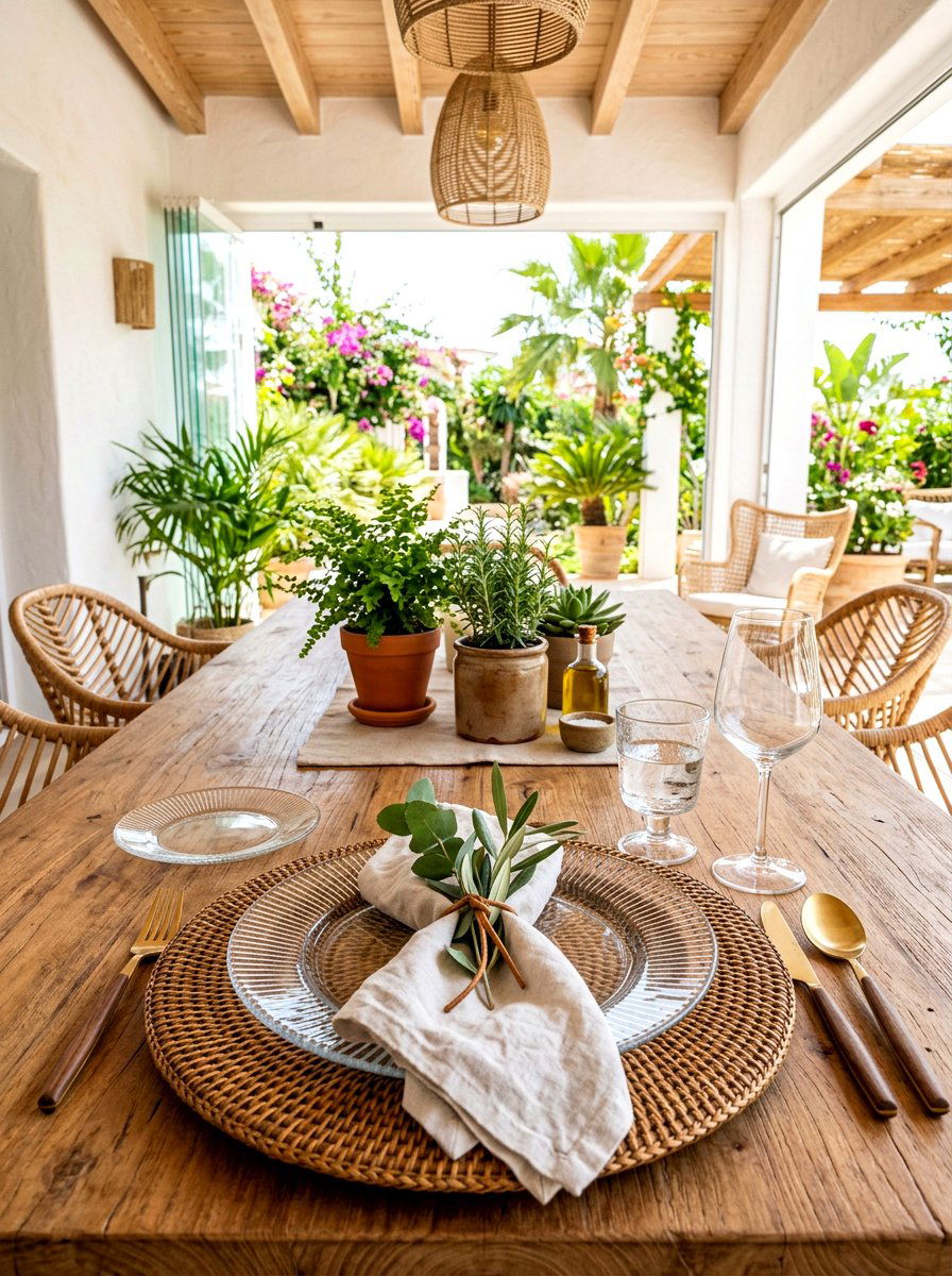 Woven rattan place setting - 30 place setting ideas