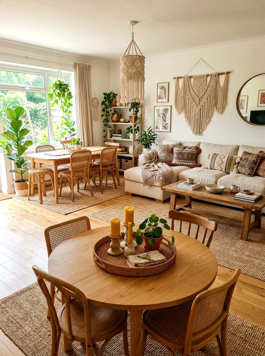 Woven rattan tray - 30 summer table centerpiece ideas