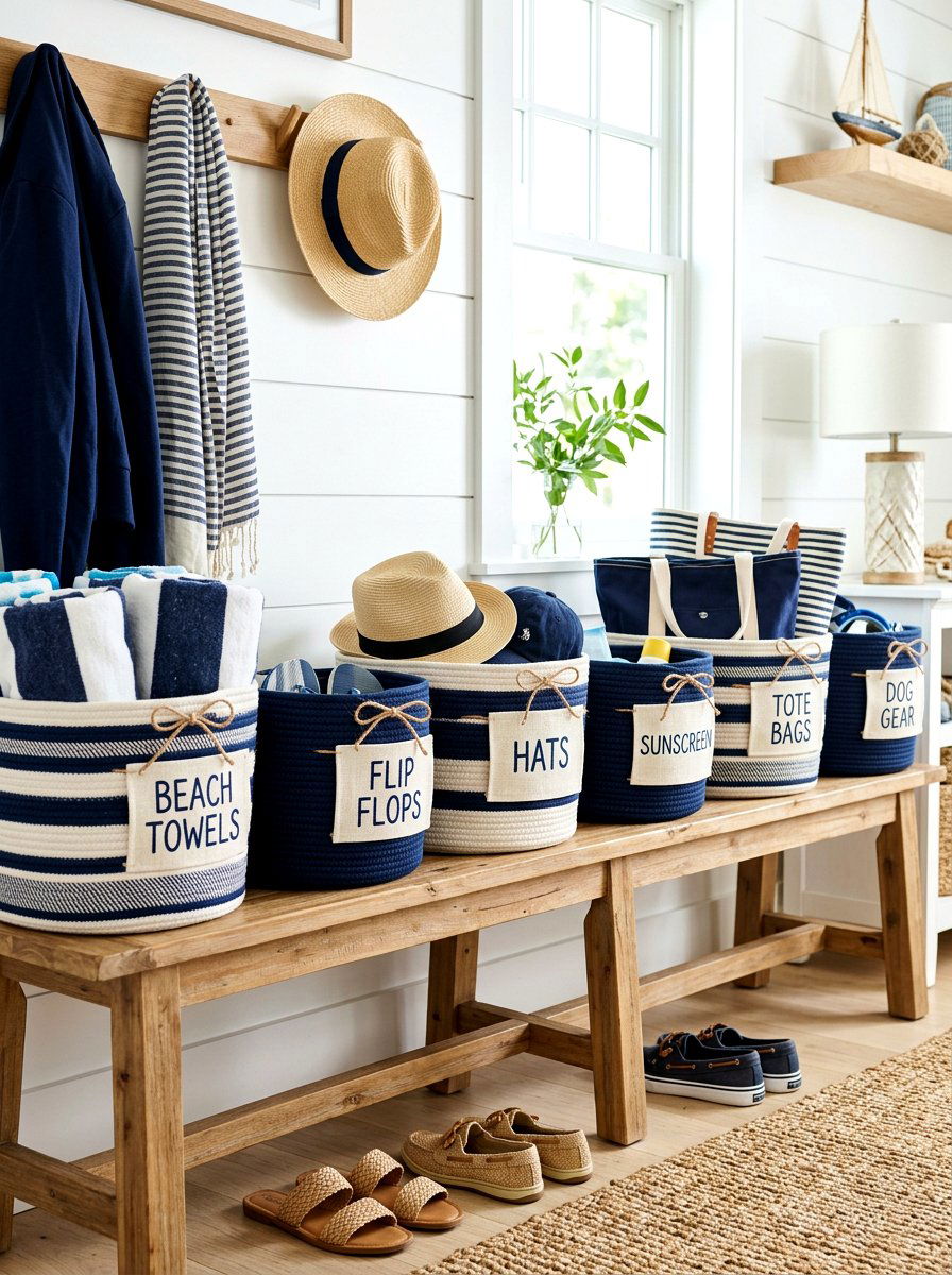 Woven rope closet basket labels - 30 closet basket labels ideas