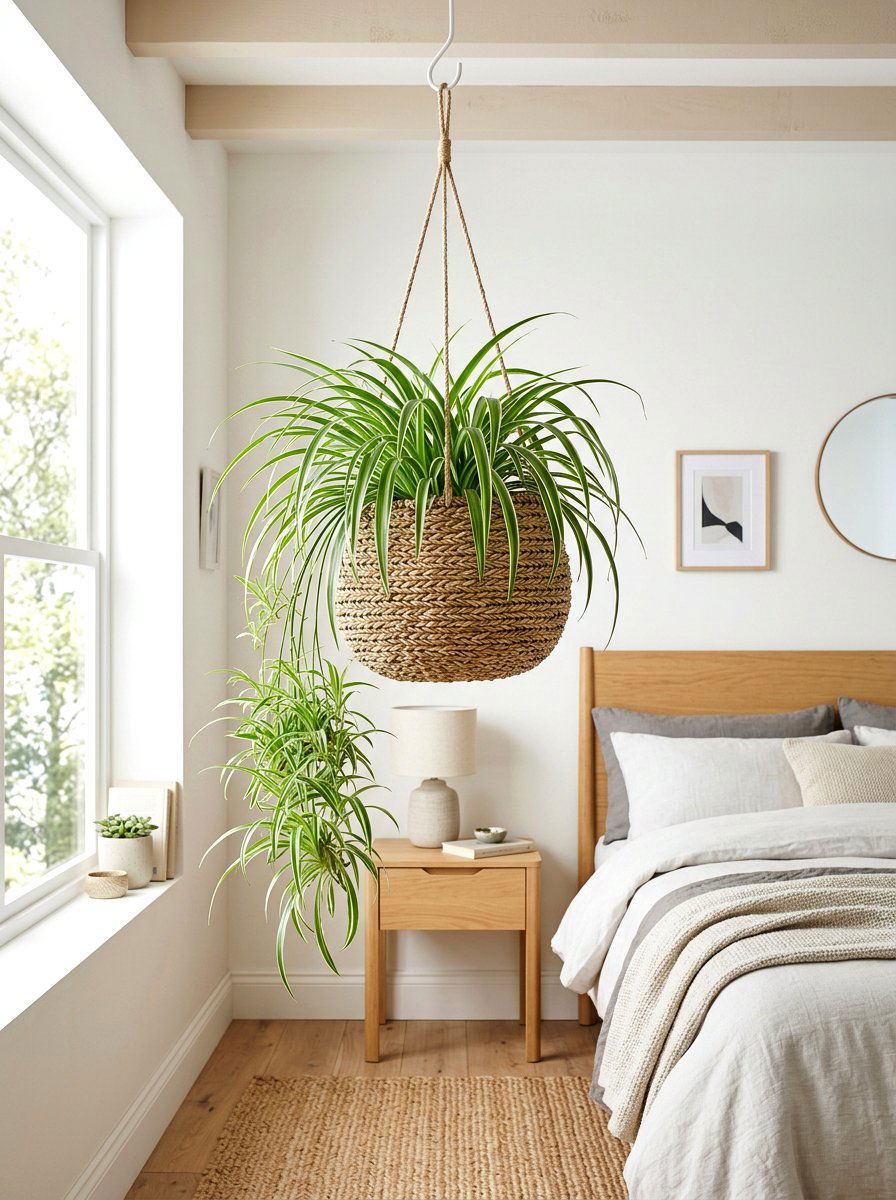 Woven seagrass basket - 30 hanging container garden ideas