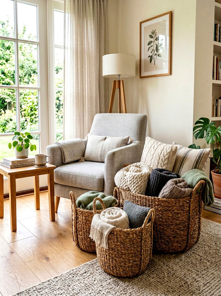 Woven storage basket - 30 renter friendly decor ideas