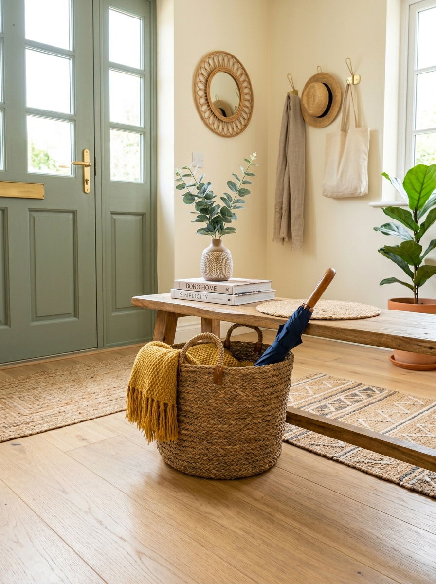 Woven storage basket - 30 small entryway ideas