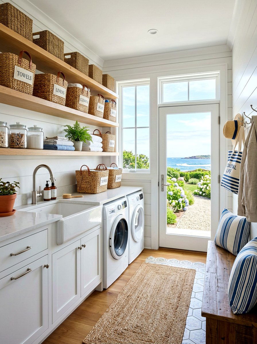 Woven storage basket - 30 surf shack decor ideas