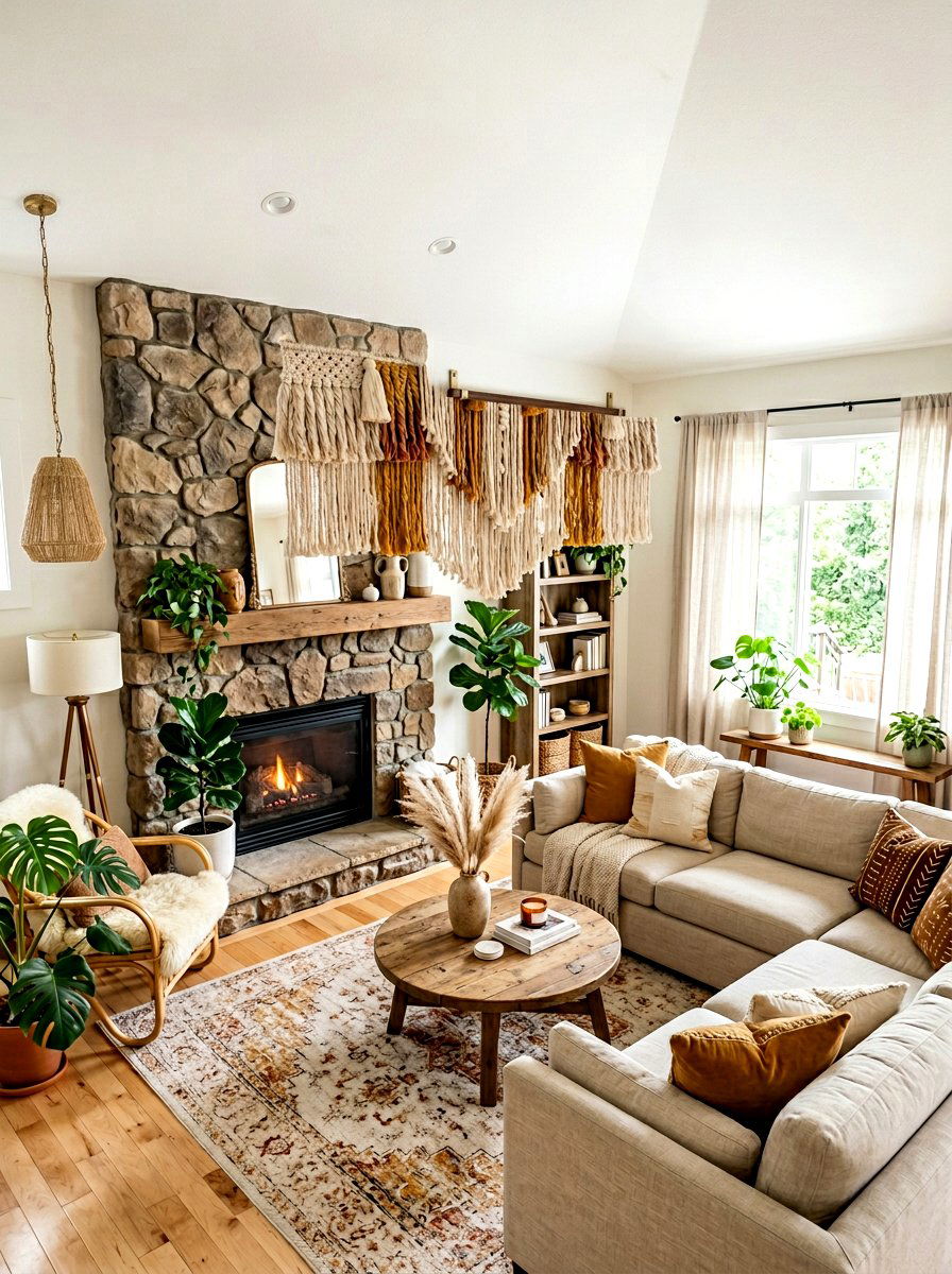 Woven textile hanging - 30 long wall decor ideas