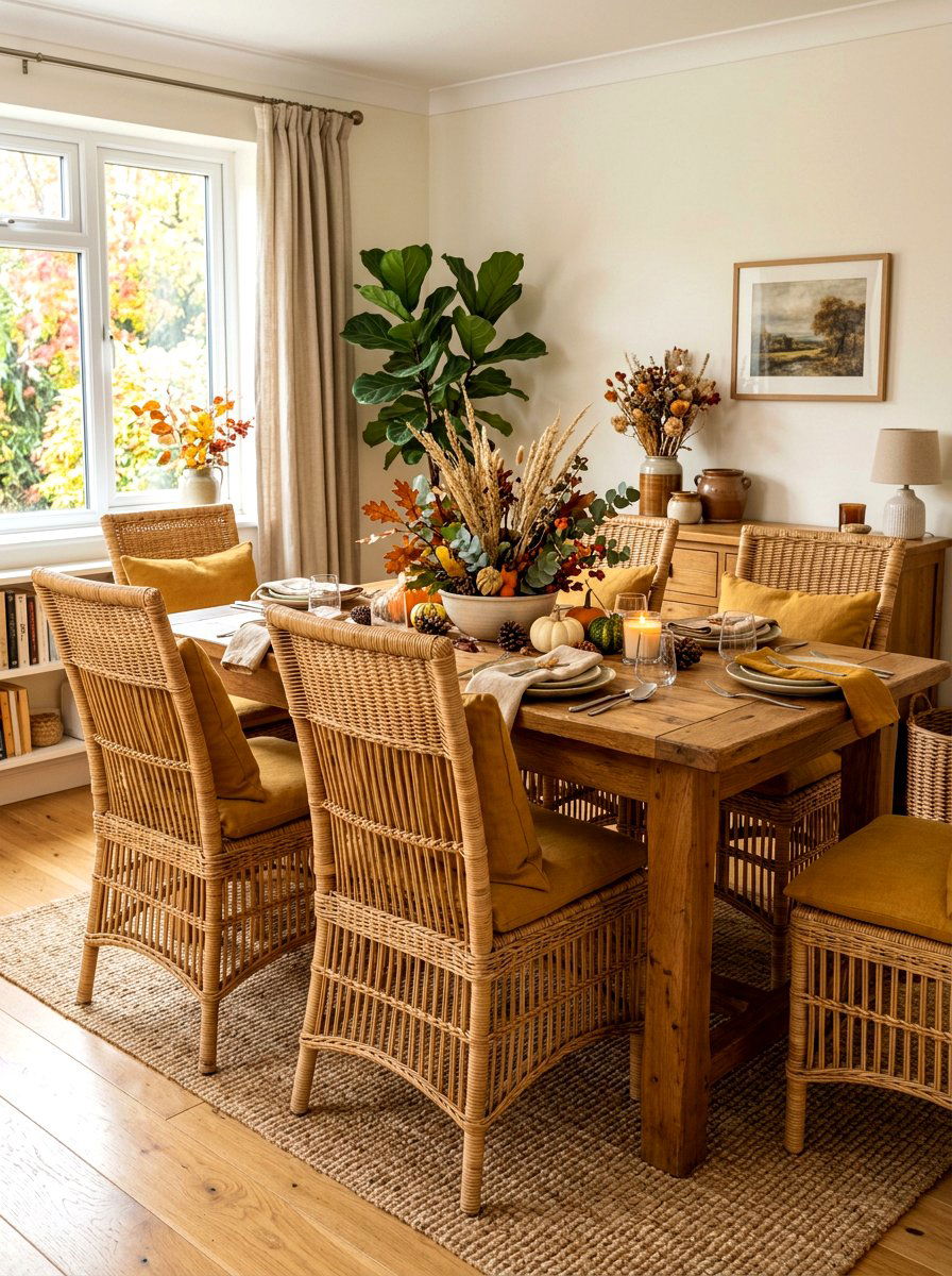 Woven texture dining chair - 30 fall dinner party home ideas