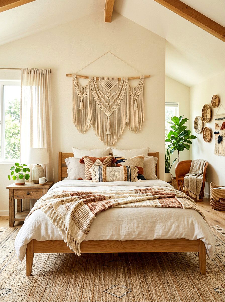 Woven wall hanging - 30 earthy bedroom ideas