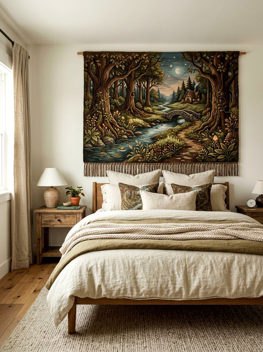 Woven wall tapestry - 30 fairycore bedroom ideas