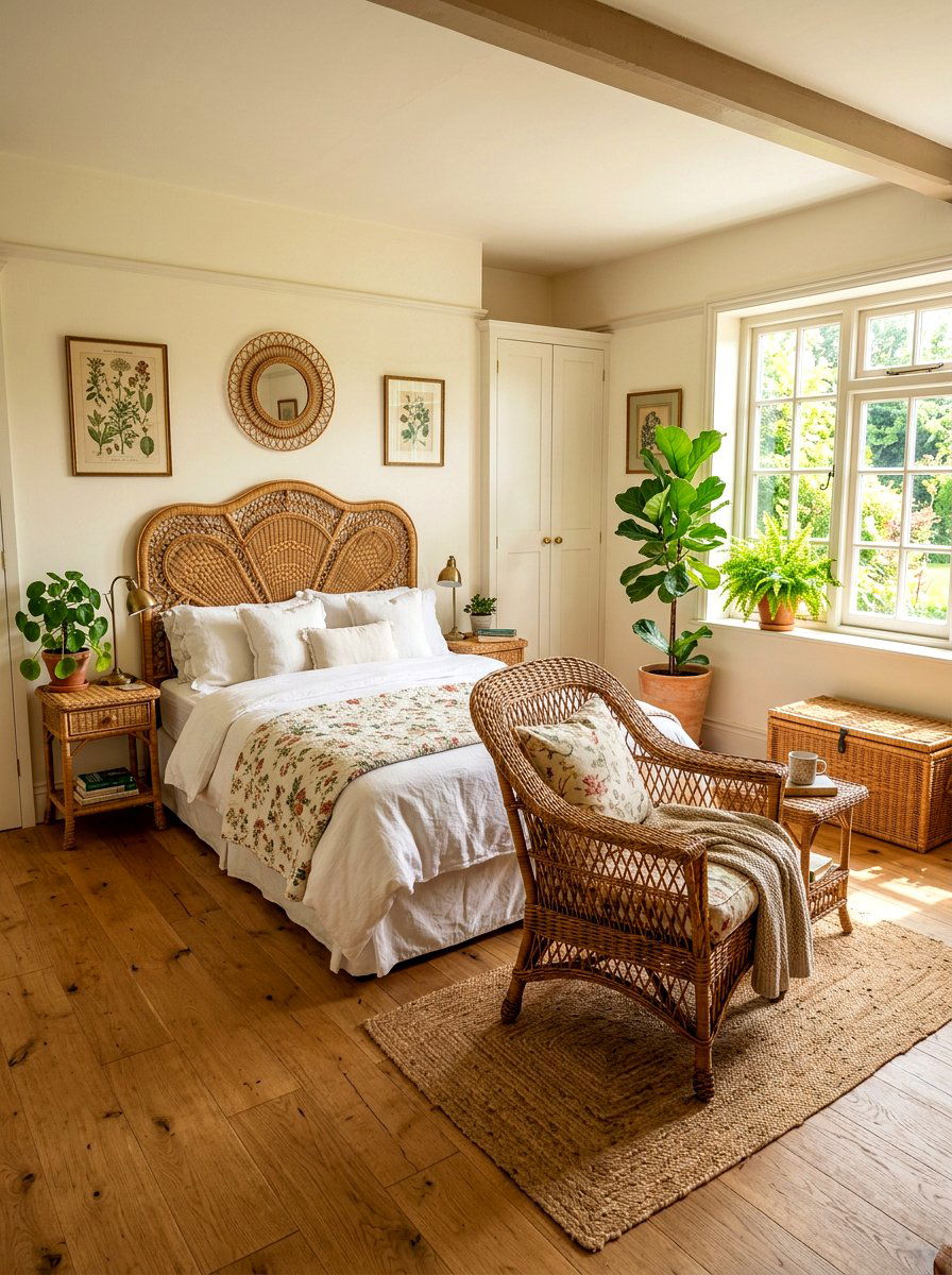 Woven wicker bedroom - 30 beach cottage bedroom ideas