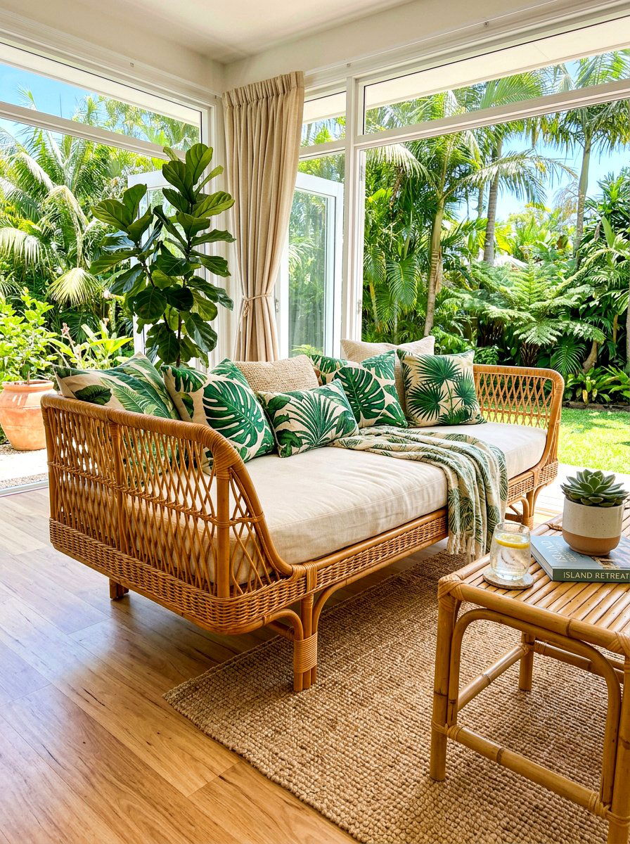 Woven wicker daybed - 30 daybed room ideas