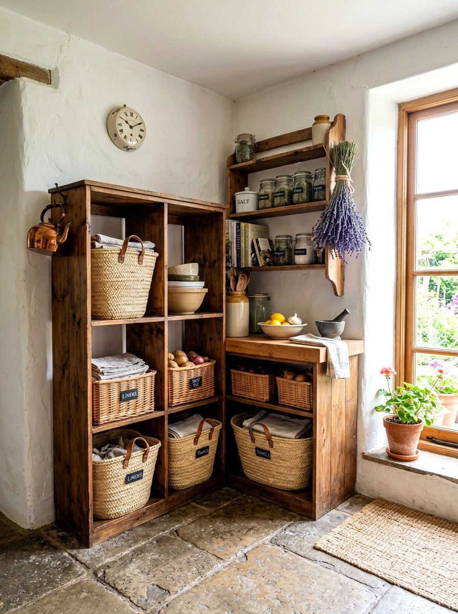 Woven wicker storage basket - 30 tomato girl kitchen ideas