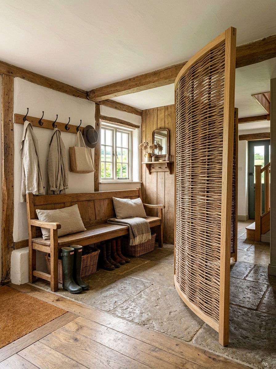 Woven willow curved screen - 30 curved partition wall ideas