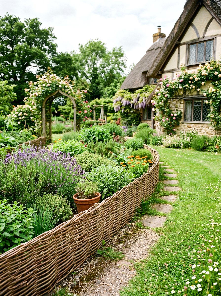 Woven willow edging - 30 lawn edging ideas