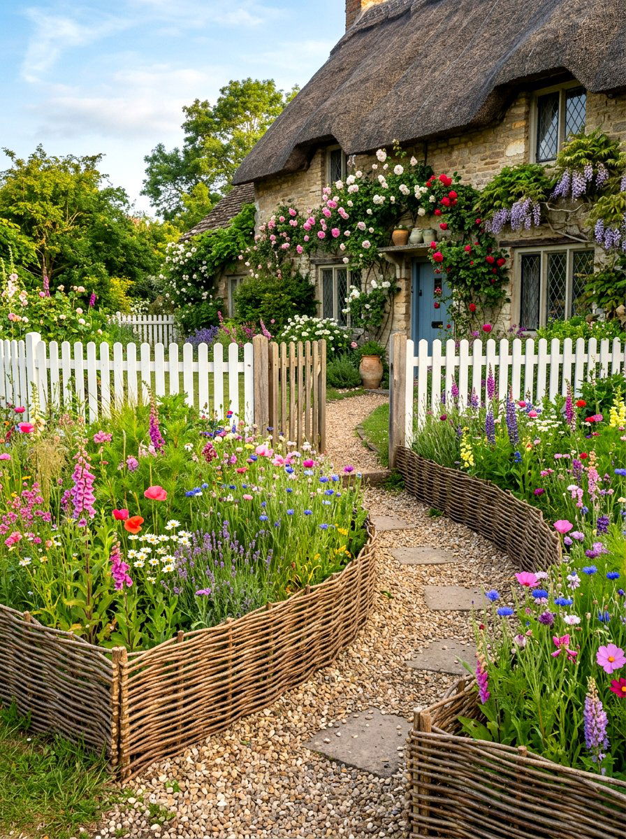 Woven willow edging - 30 front yard edging ideas