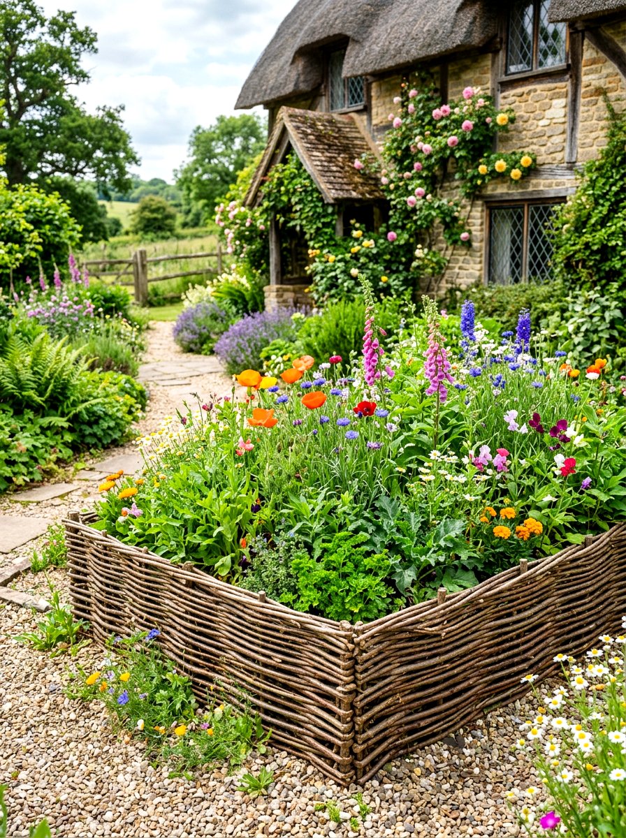Woven willow garden beds - 30 raised vegetable garden ideas