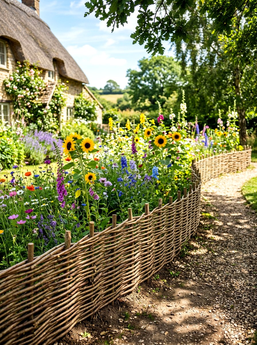 Woven willow garden edging - 30 garden border ideas