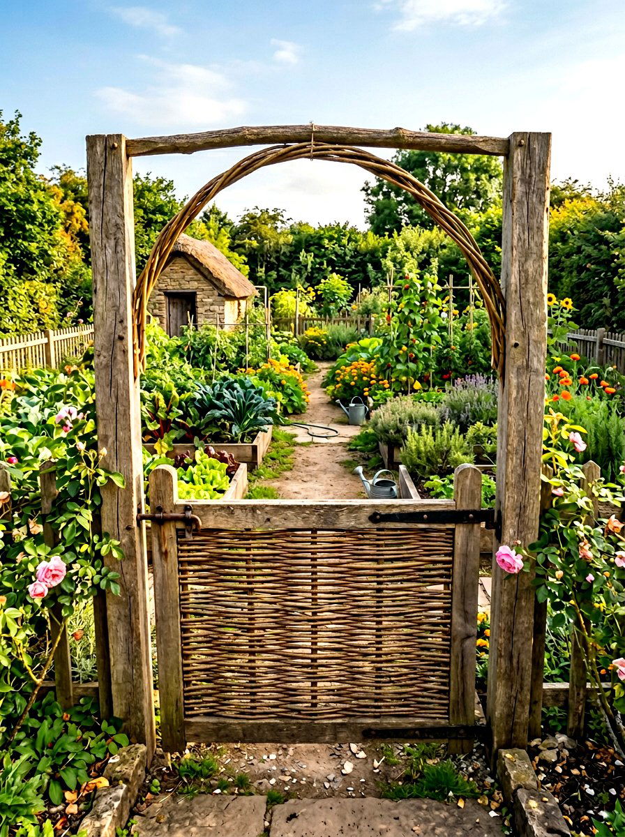 Woven willow gate - 30 antique garden gate ideas