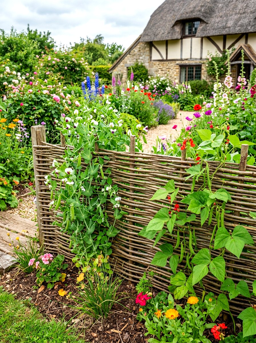 Woven willow hurdles - 30 vegetable garden border ideas