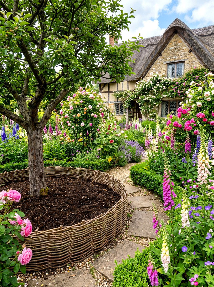 Woven willow tree ring - 30 mulch ring around tree ideas