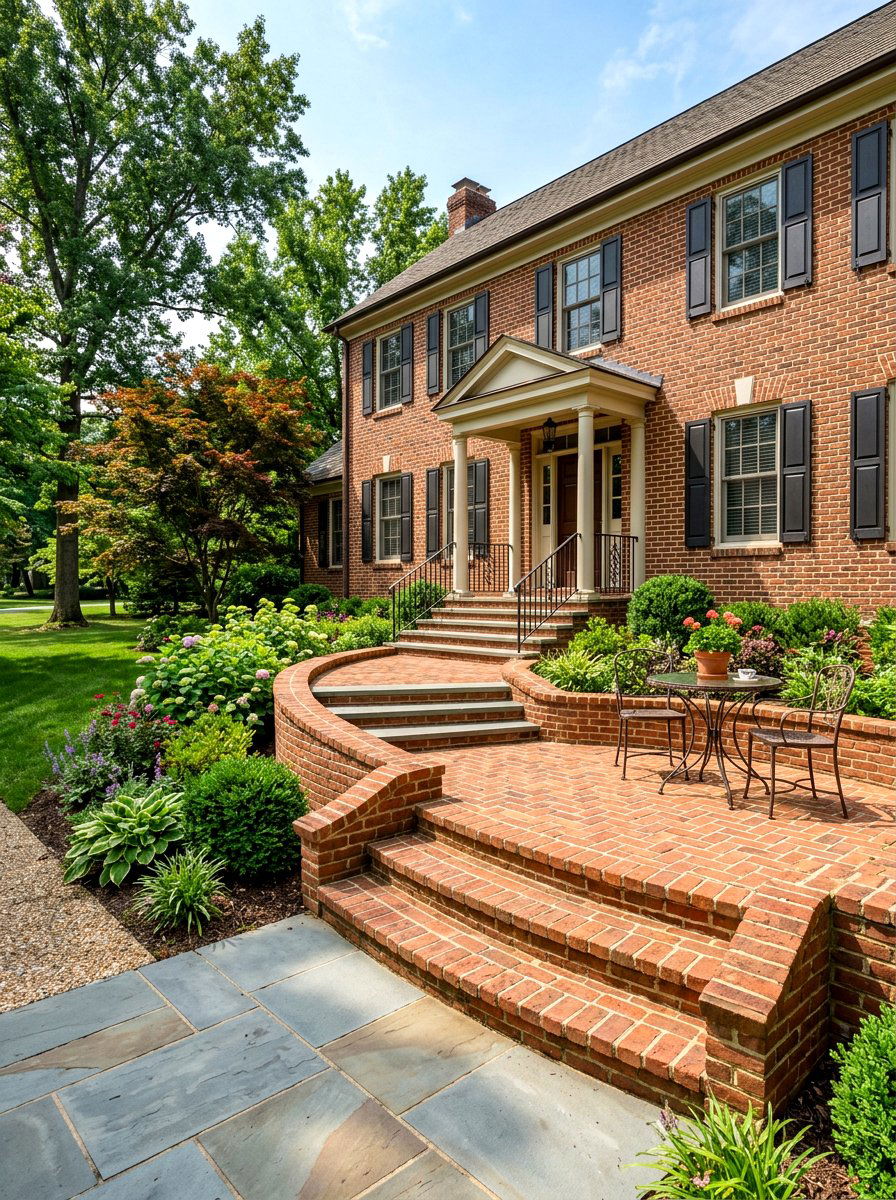 Wrap Around Brick Entry - 30 brick stoop ideas