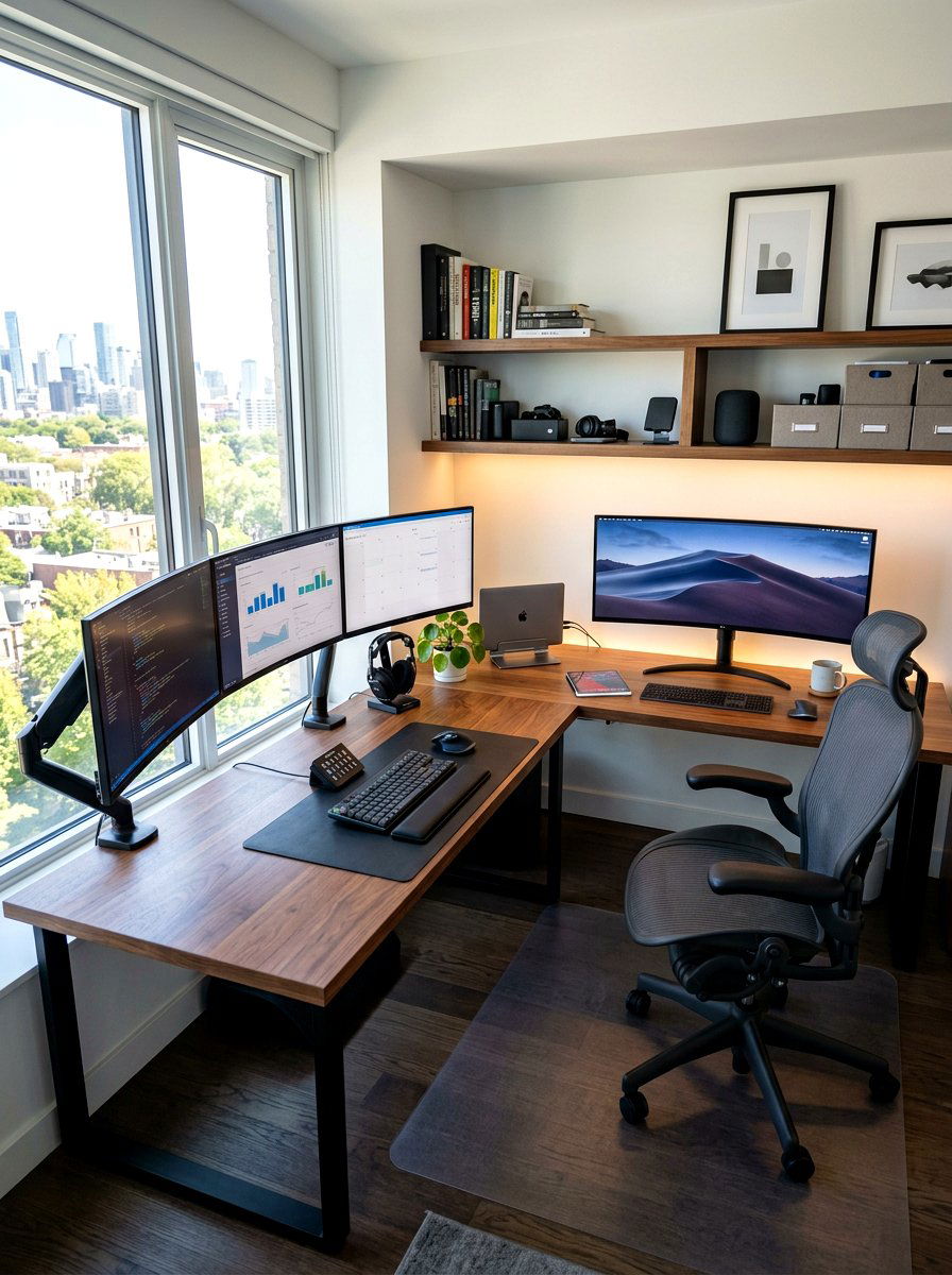 Wrap Around Corner Desk Layout - 30 luxury home office ideas