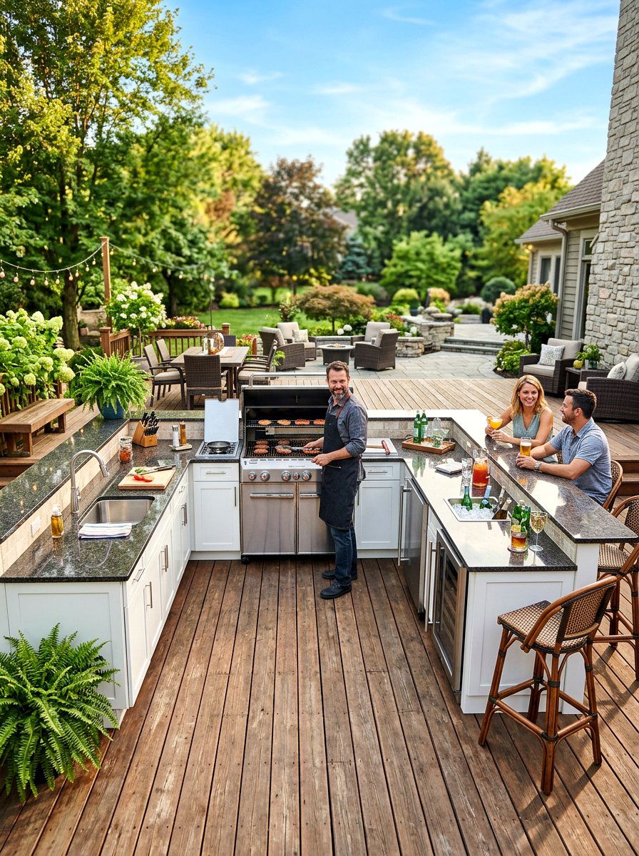 Wrap Around Grill - 30 deck grill station ideas