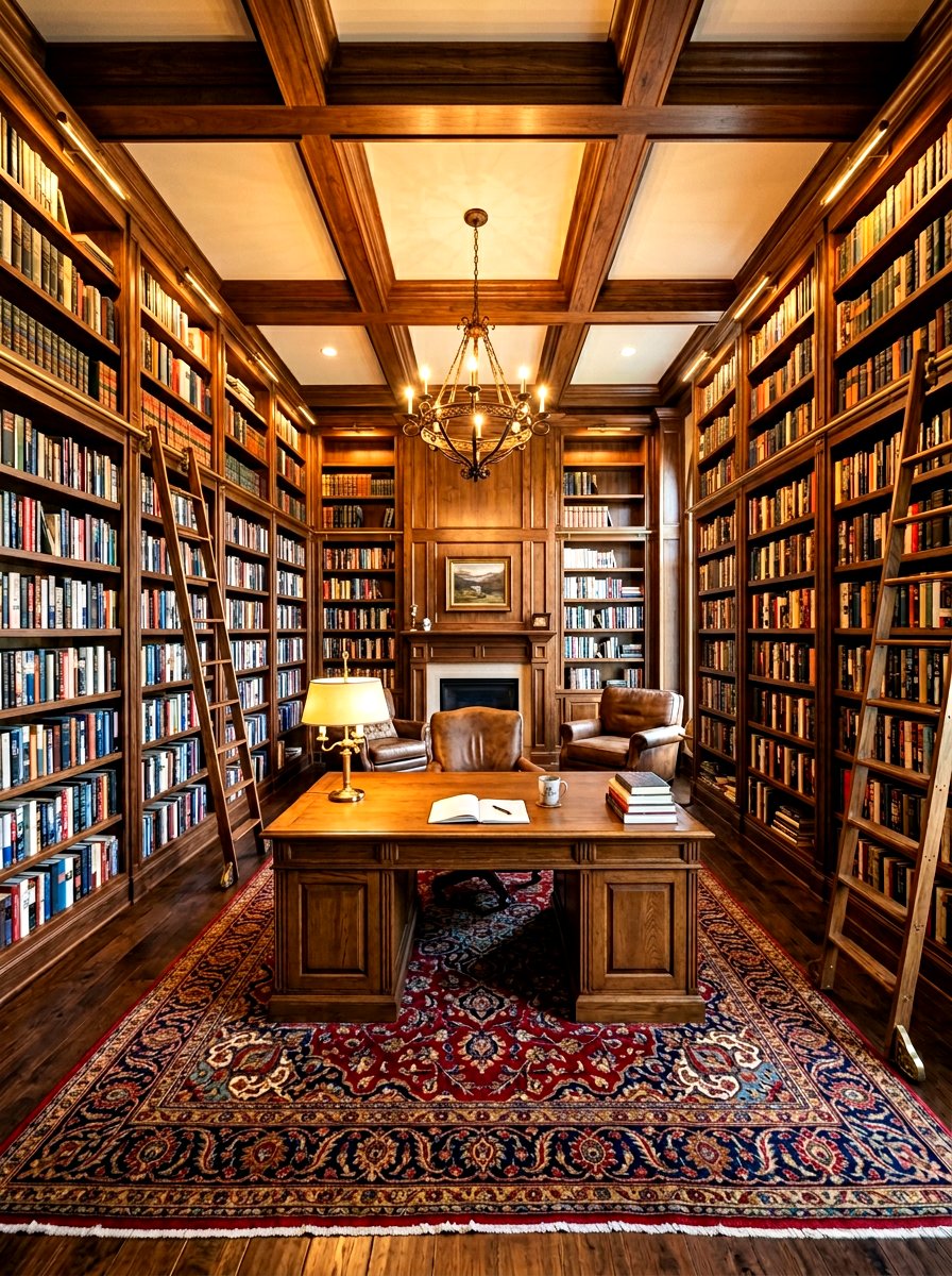 Wrap Around Library Shelving - 30 office library combo ideas
