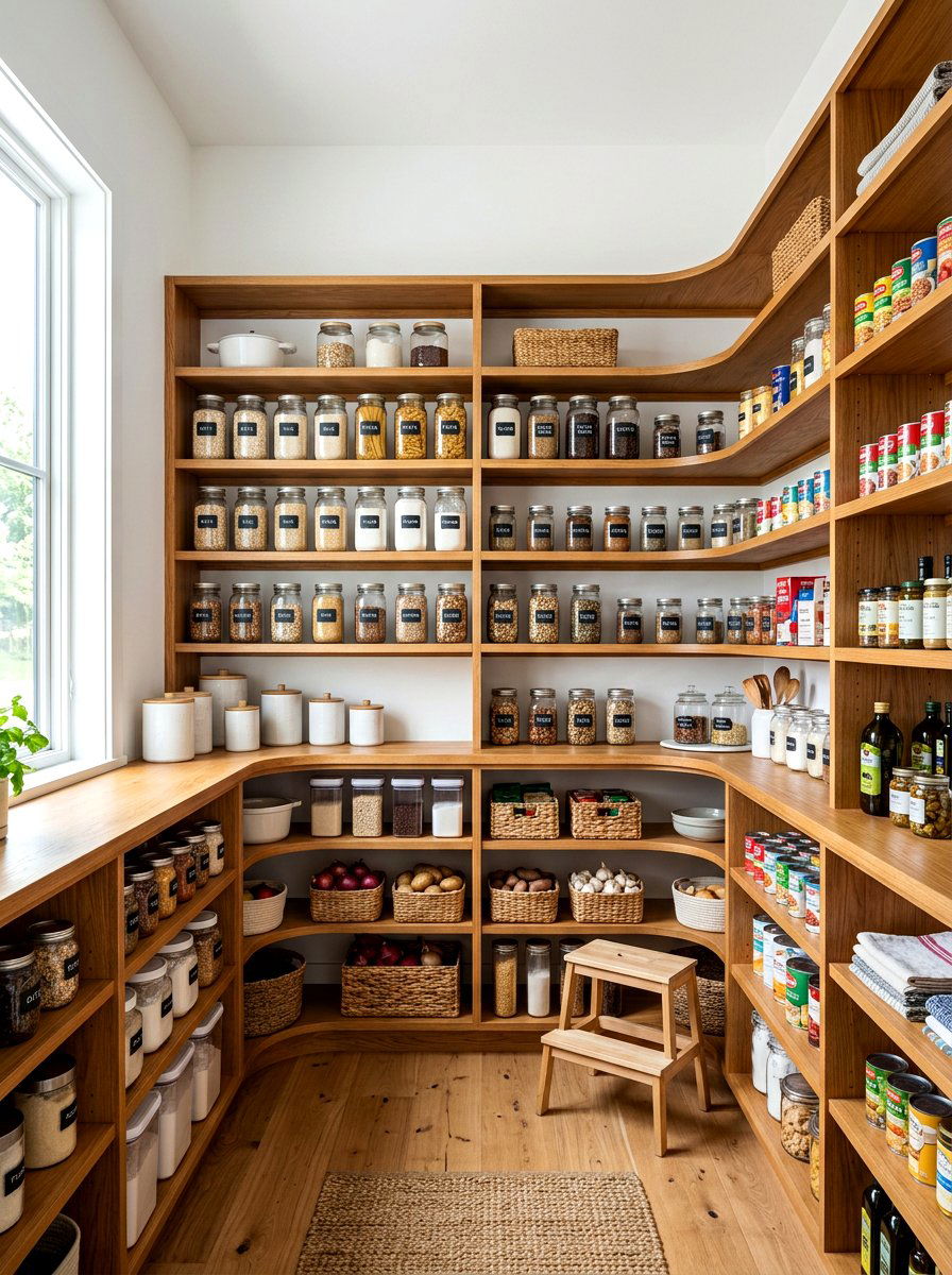 Wrap Around Pantry Shelves - 30 corner pantry ideas