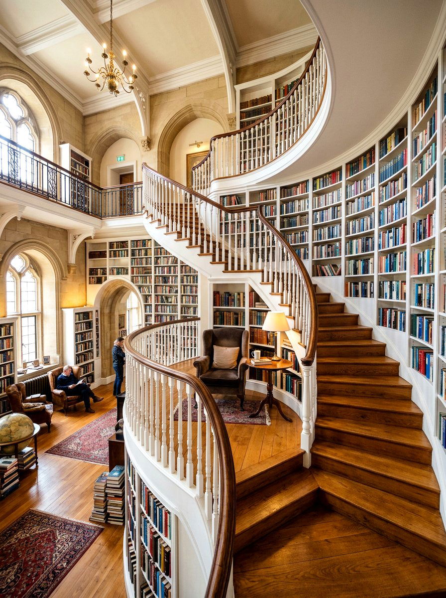 Wrap Around Staircase Library - 30 under stairs reading nook ideas