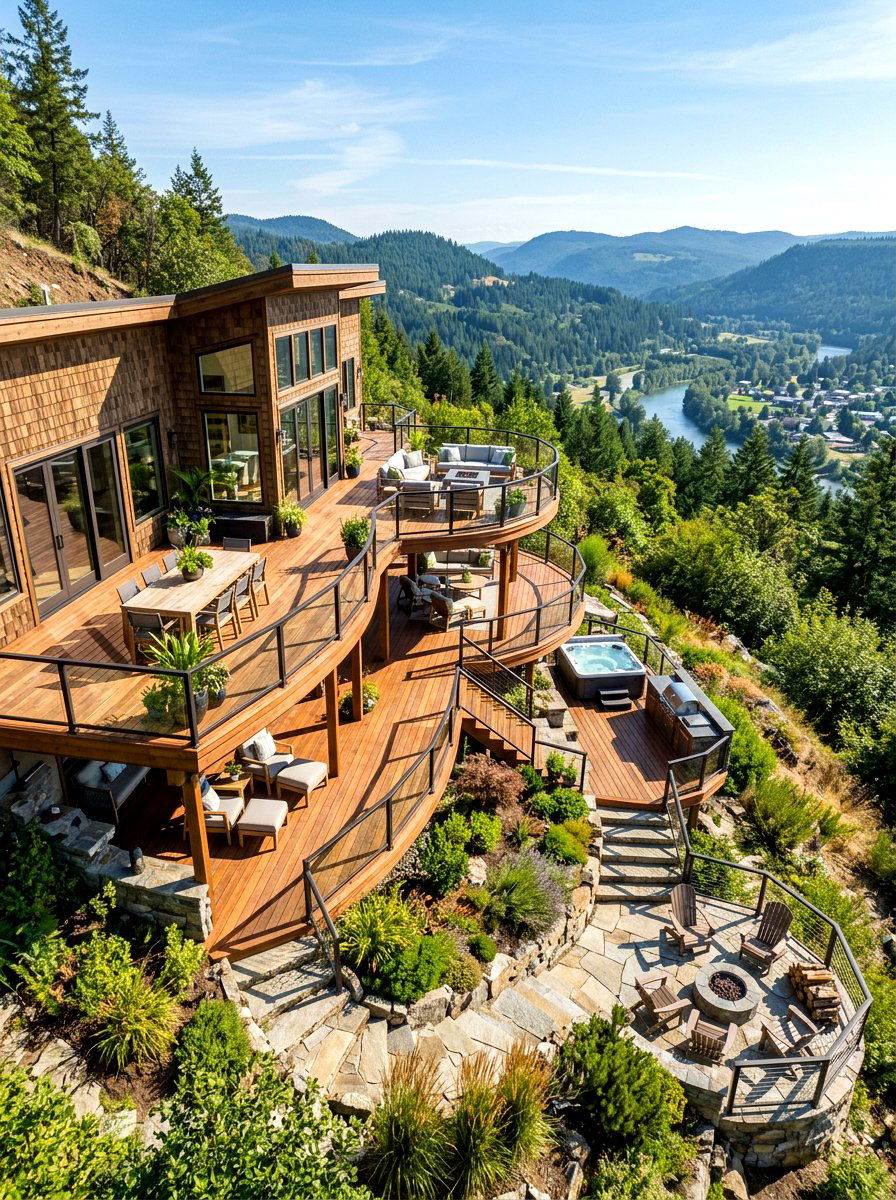 Wrap Around Structure - 30 two level deck ideas