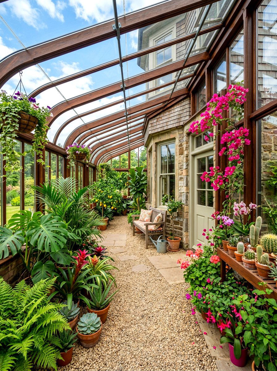 Wrap around greenhouse porch - 30 attached greenhouse porch ideas