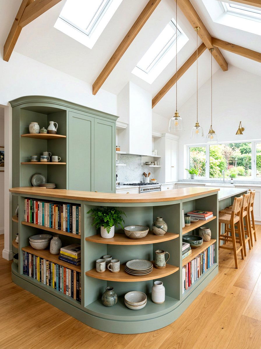 Wrap around kitchen island shelving - 30 island bookshelf ideas