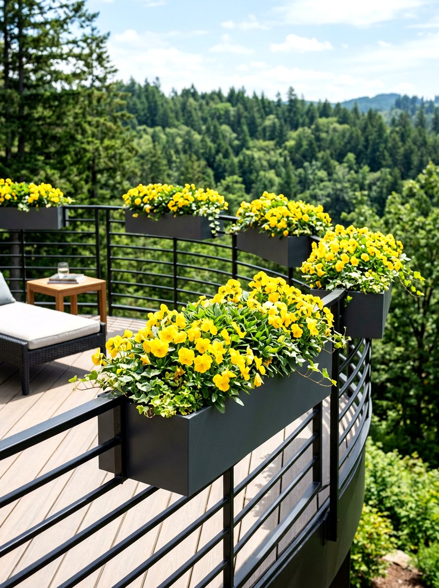 Wrap around railing pots - 30 deck planter ideas