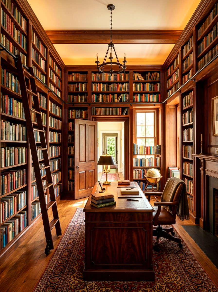Wraparound Bookshelf - 30 ladder library office ideas