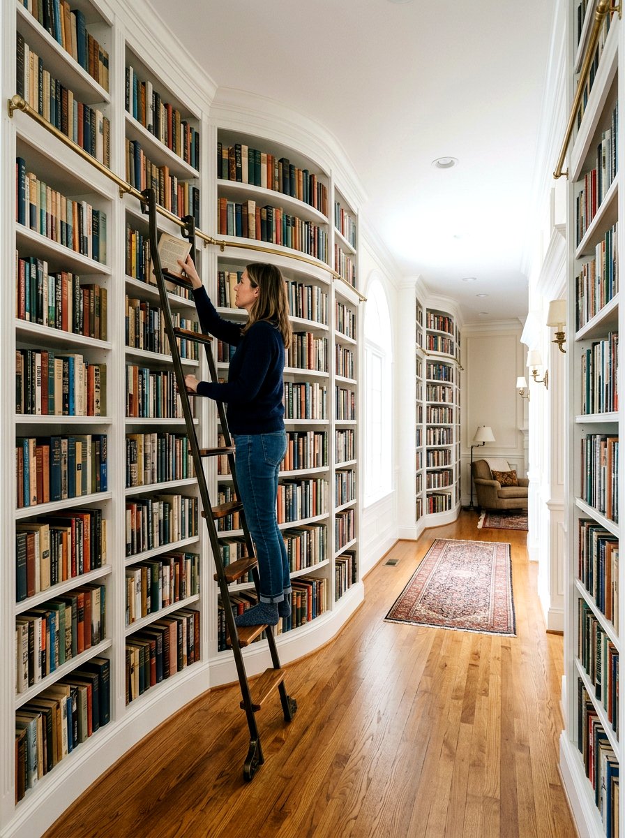 Wraparound Corner Library - 30 hallway bookshelf ideas