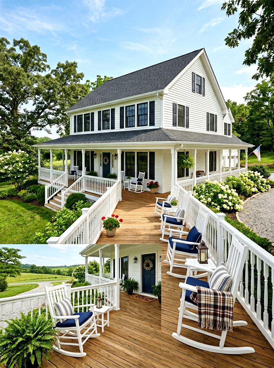 Wraparound Farmhouse Deck - 30 rustic deck ideas