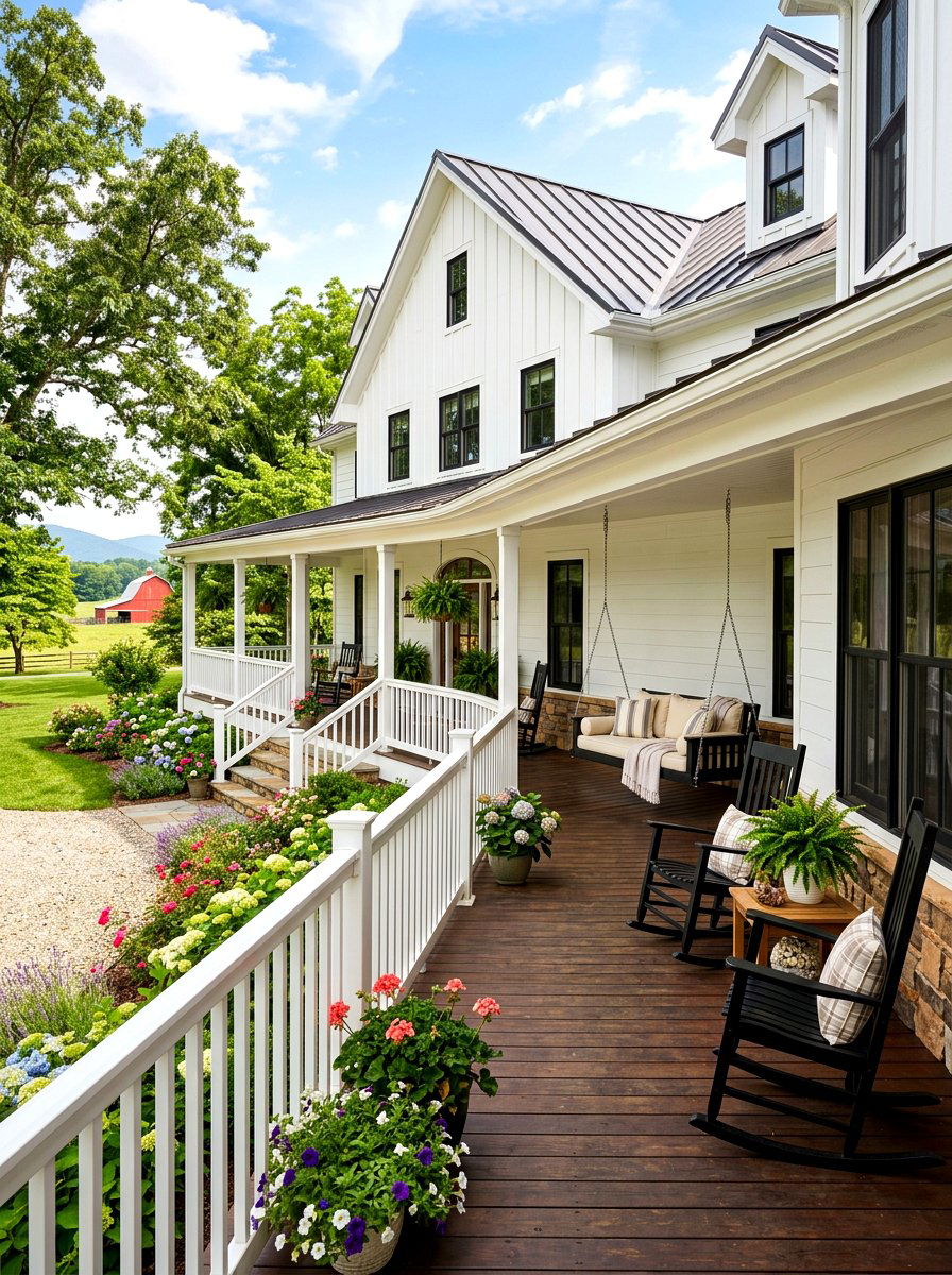 Wraparound Farmhouse Porch - 30 barn style home ideas