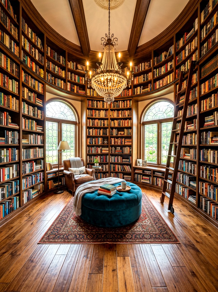 Wraparound Library Shelves - 30 library style living room ideas