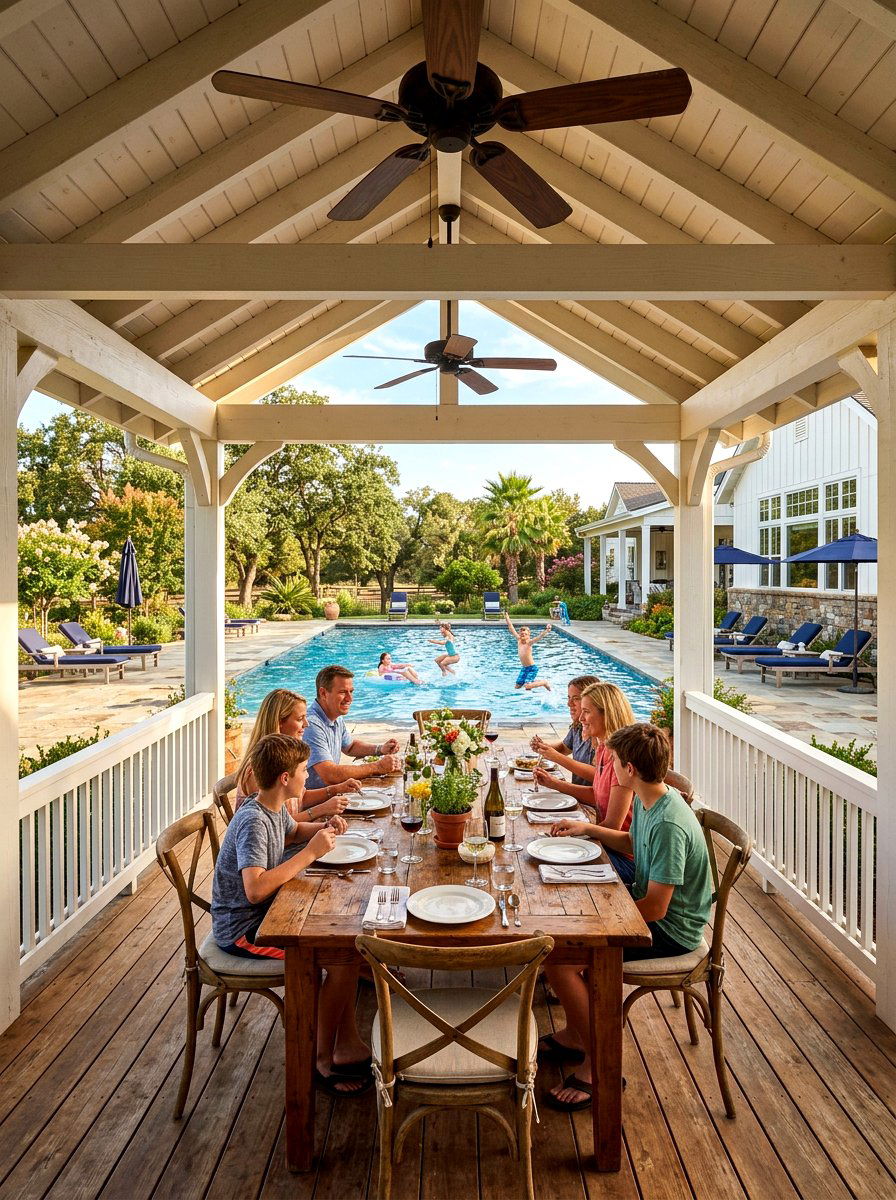 Wraparound Porch Dining - 30 poolside dining ideas