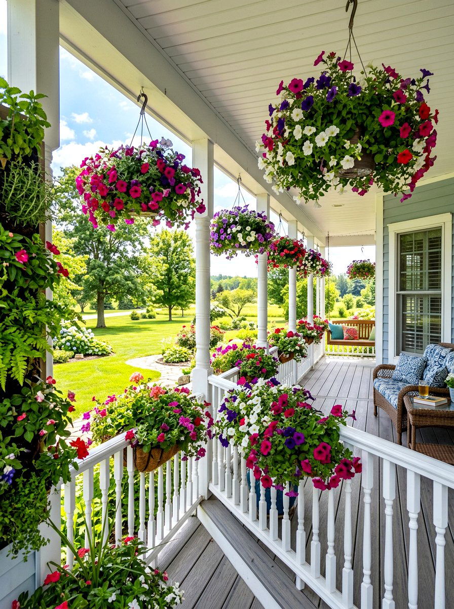 Wraparound Porch Hanging Baskets - 30 wraparound porch ideas