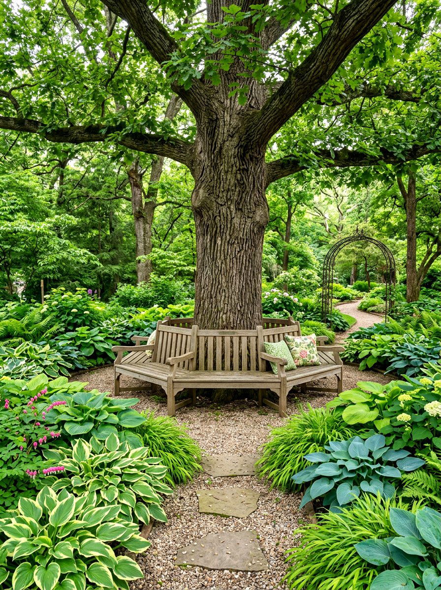 Wraparound Tree Bench - 30 built in patio bench ideas