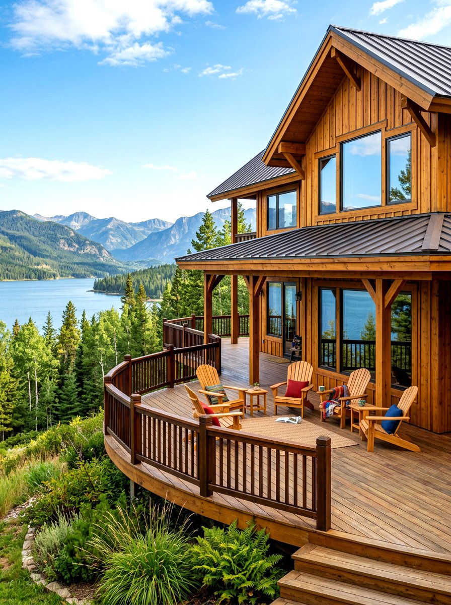 Wraparound Wooden Porch House - 30 chalet exterior ideas
